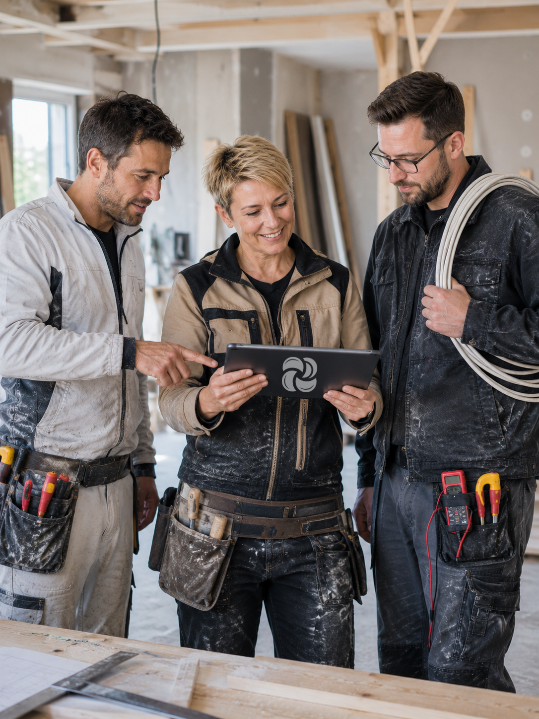 Handwerker mit Tablet